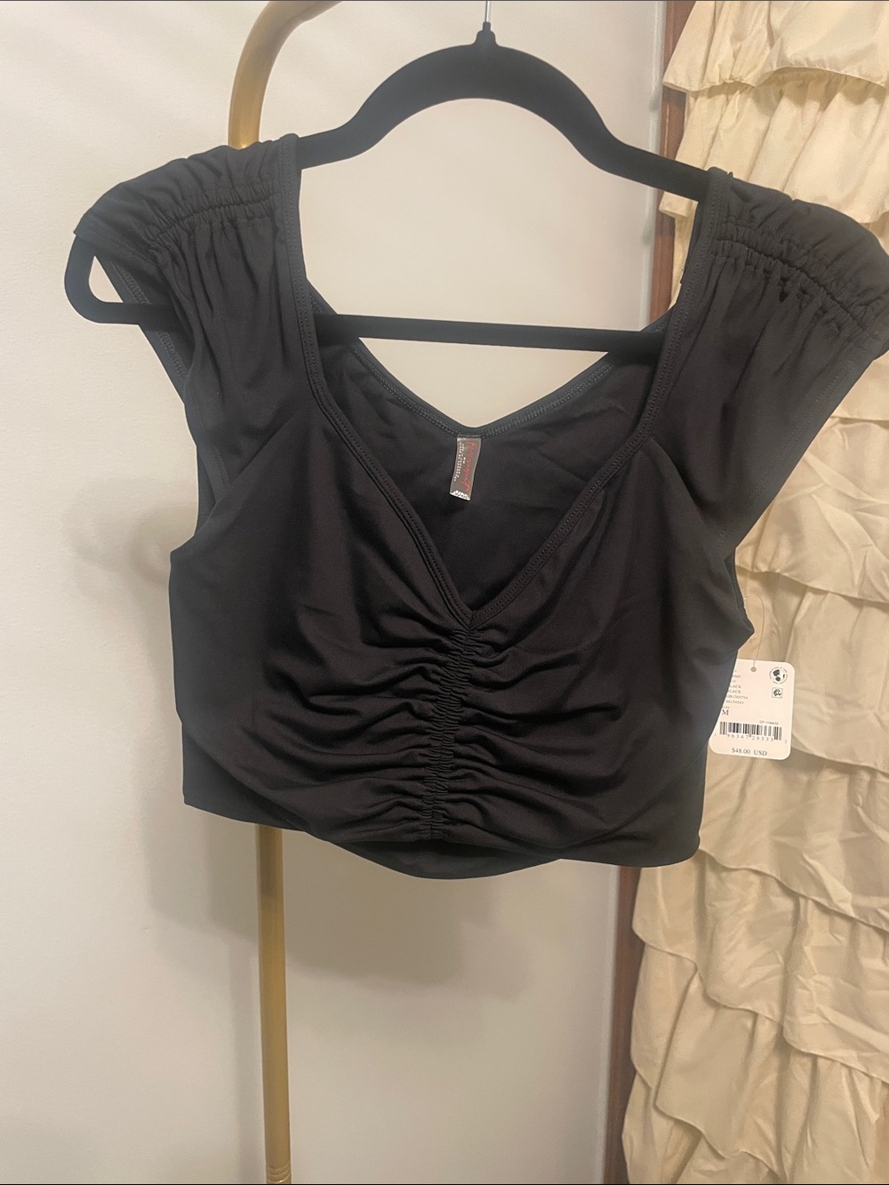 FP Movement by Free People Black Ruched Crop Top - Picture 3 of 7
